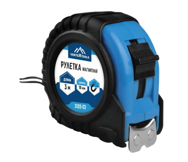 Рулетка  3 м х19мм магнитная Vertextools (3120-03)