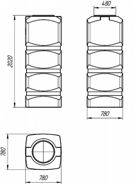Емкость для воды S1000 литров прямоугольная (Синий) 780*780*2000мм