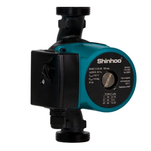 Насос циркуляционный BASIC S 25-6S 180 220В; 70В; 4,2м3/ч; H=6м; L=180; 3-х ск. 71211002 Shinhoo