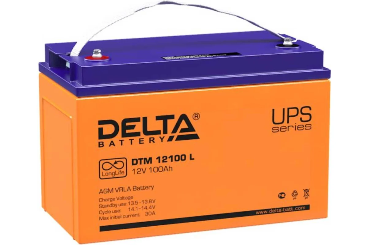 Аккумулятор 12В, 100 А/ч 330x171x215 AGM VRLA Delta DTM12100