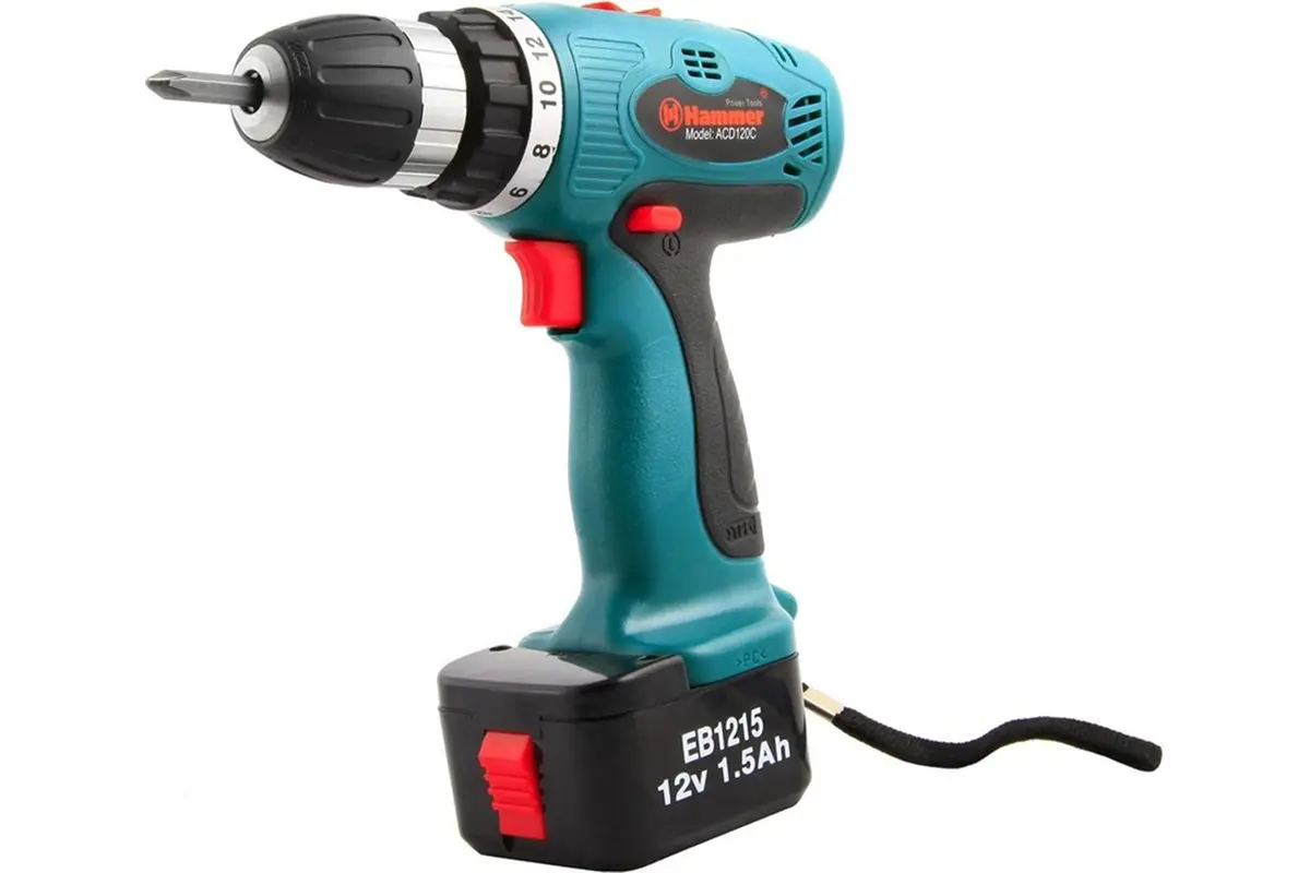 Дрель-шуруповерт аккумуляторная HAMMER ACD120С PREMIUM 12,0В 1,5Ач  10мм  350-1200 об/мин 18/30Нм  д