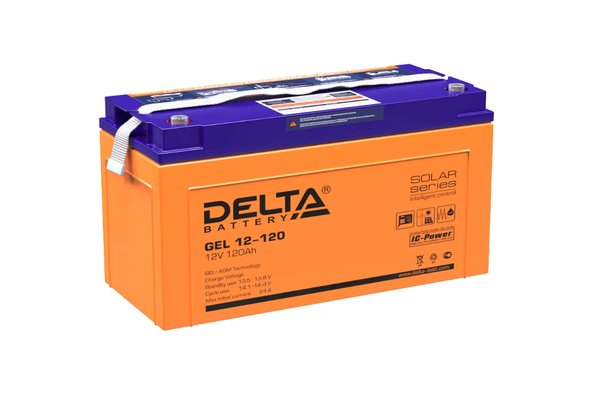 Аккумулятор 12В, 120 А/ч глубокого разряда гелевый Delta GEL12-120