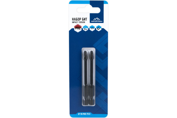 Бита Ph2- 70мм  ударная  VERTEXTOOLS  IP-PH2-70 