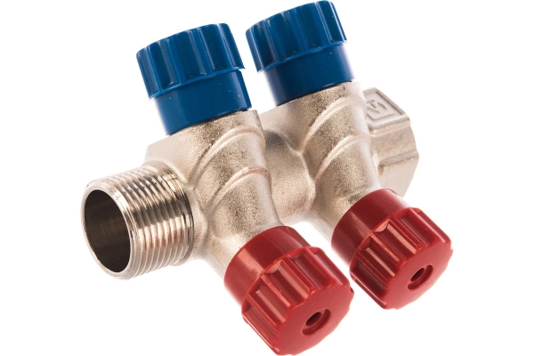 Коллектор с регул.вентилями 2 вых. НР 3/4″х1/2″ VTc.560.N.0502 Valtec
