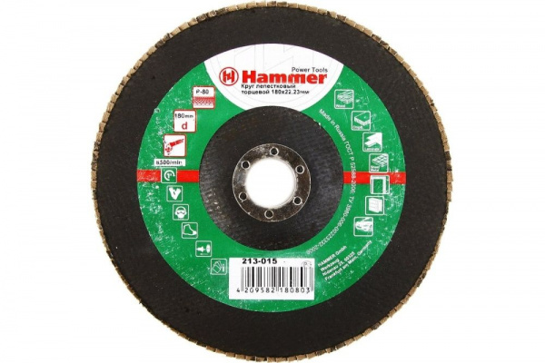 Круг лепестковый торцевой 180х22 Р 80  HAMMER 213-015 тип 1