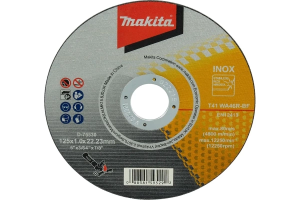 Круг отрезной 125x  1,0x 22  WA46R металл/нерж. D-75530 Makita