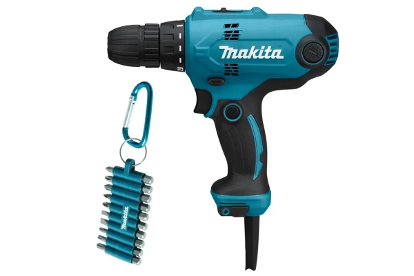 Дрель-шуруповерт Makita  DF0300X3 220В; 320Вт 10мм; 1500об/мин; БЗП; набор бит 10шт